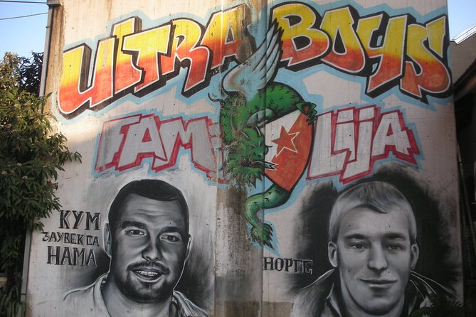 Football tour: Red Star and Partizan Ultras History - Dorcol, where Partizan support covers the walls