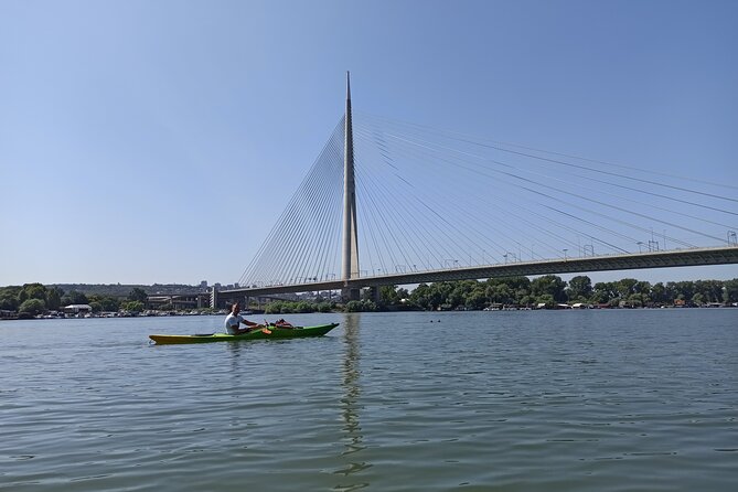 Kayaking under Belgrade bridges - The Belgrade Fortress from the river